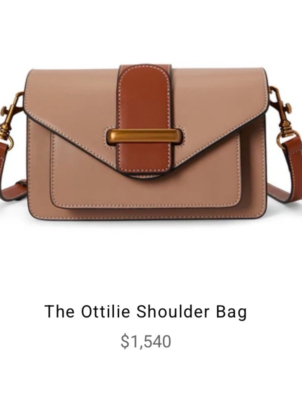 The Ottilie Shoulder Bag in Beige with Brown Accent